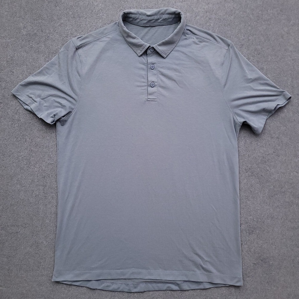 Lululemon Metal Vent Tech Polo Shirt Mens Medium Blue Performance Stretch